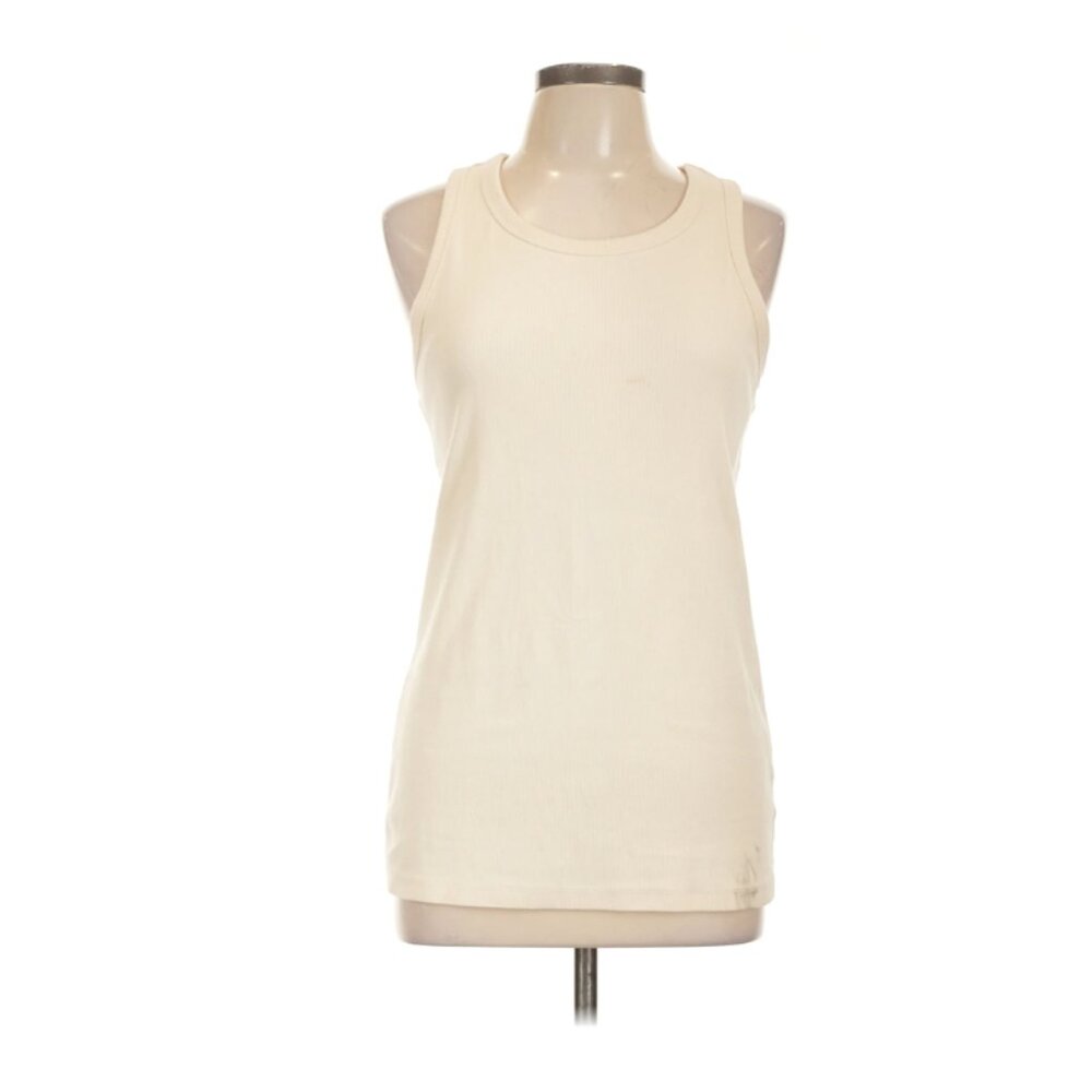 Duluth Trading Company Ivory Cream Ribbed Sleeveless Casual Tank Top